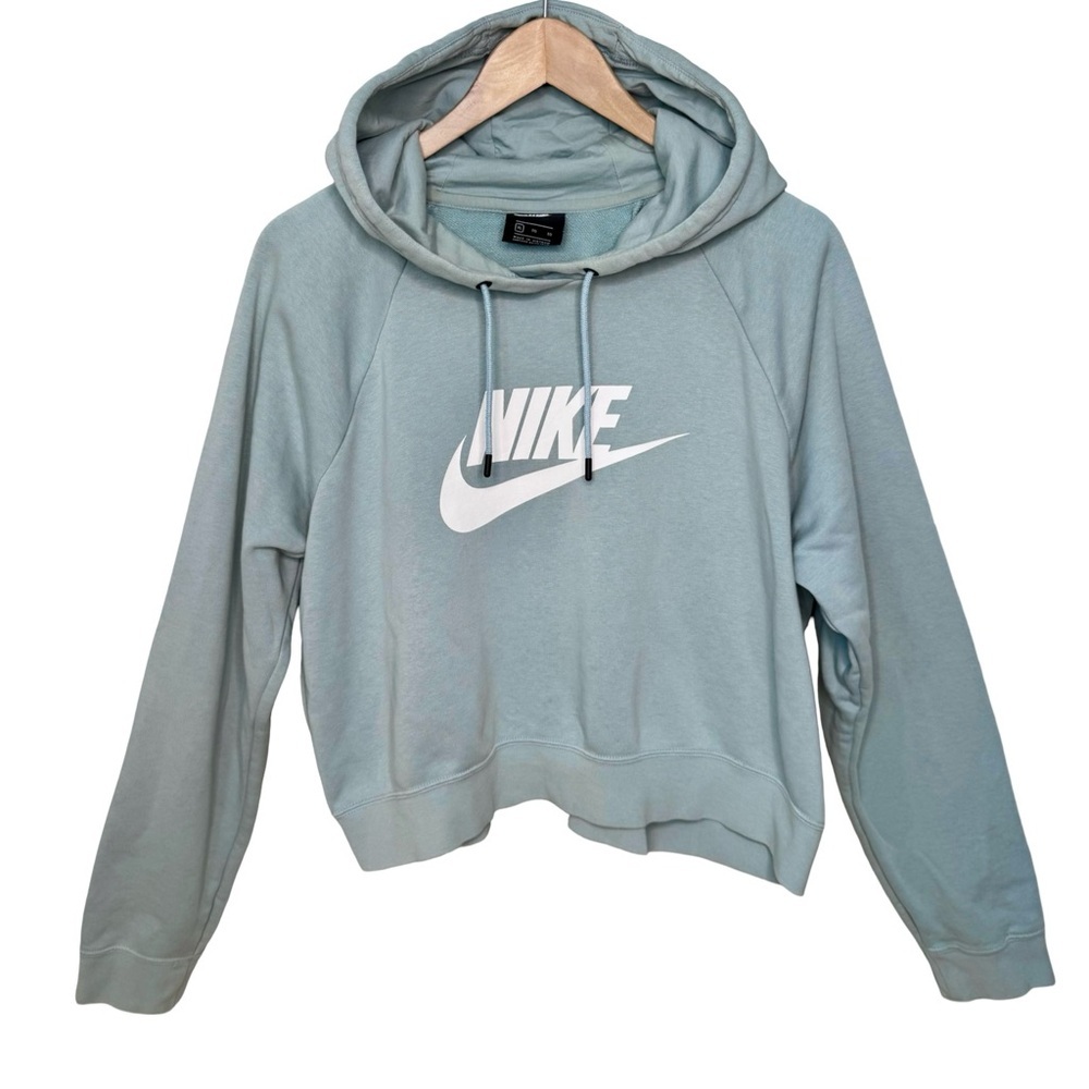 NIKE Essential Cropped Hoodie Ocean Blue Cotton Women’s XL - Picture 6 of 16